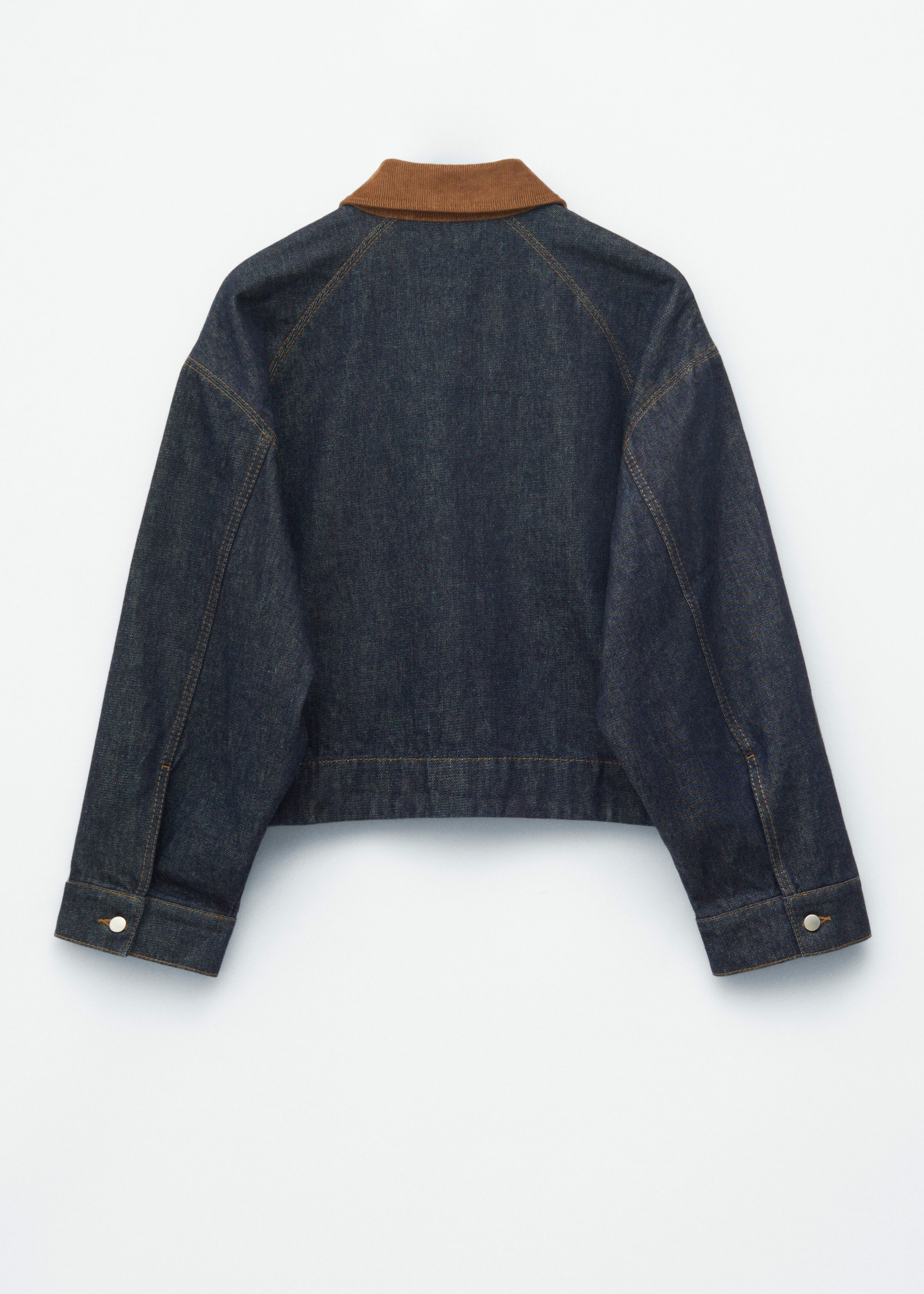 앤아더스토리즈 쇼트 코드 카라 데님 자켓의 네이비컬러 Product입니다.