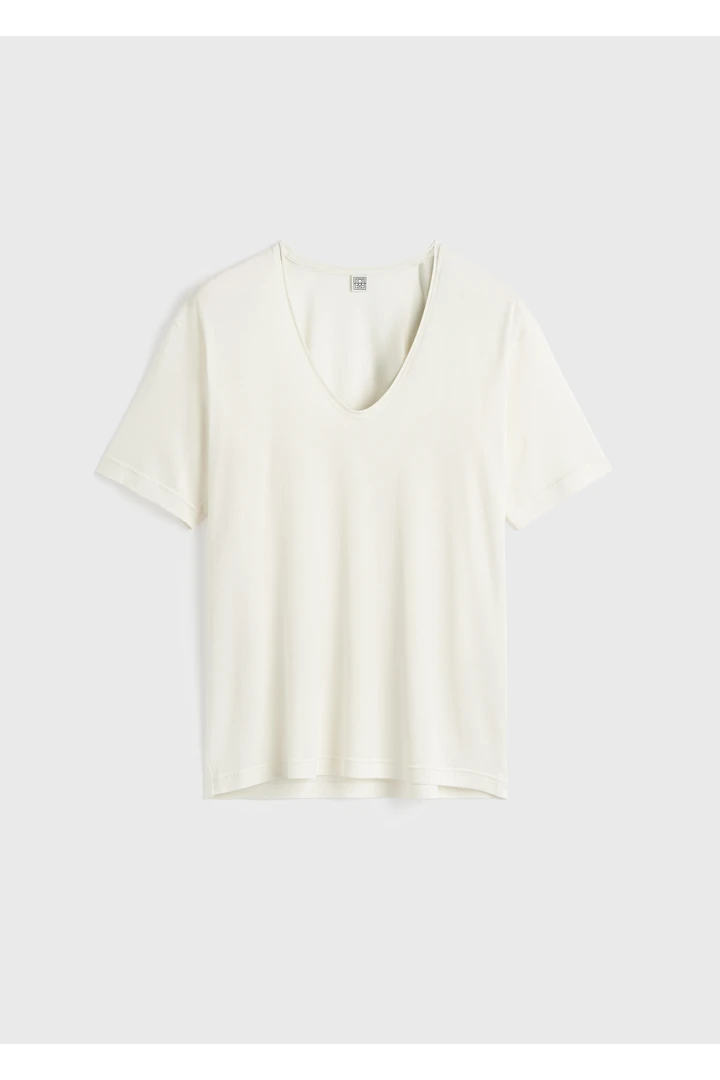 코튼 실크 티셔츠 오프 화이트