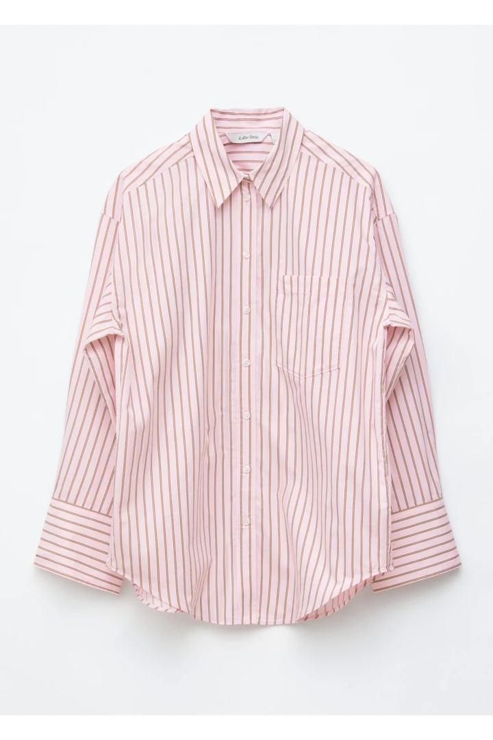 앤아더스토리즈 코튼 셔츠의 핑크, 레드 스트라이프컬러 Product입니다.