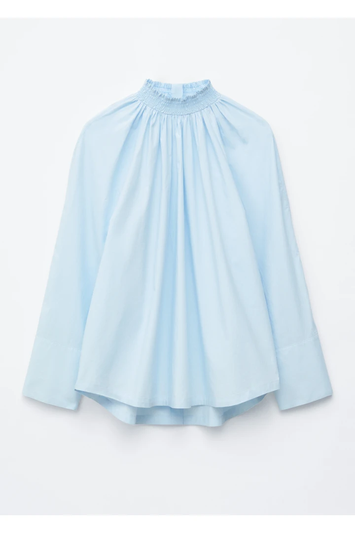 &OS image Style With default 0 of null in 개더드 스탠드 카라 블라우스