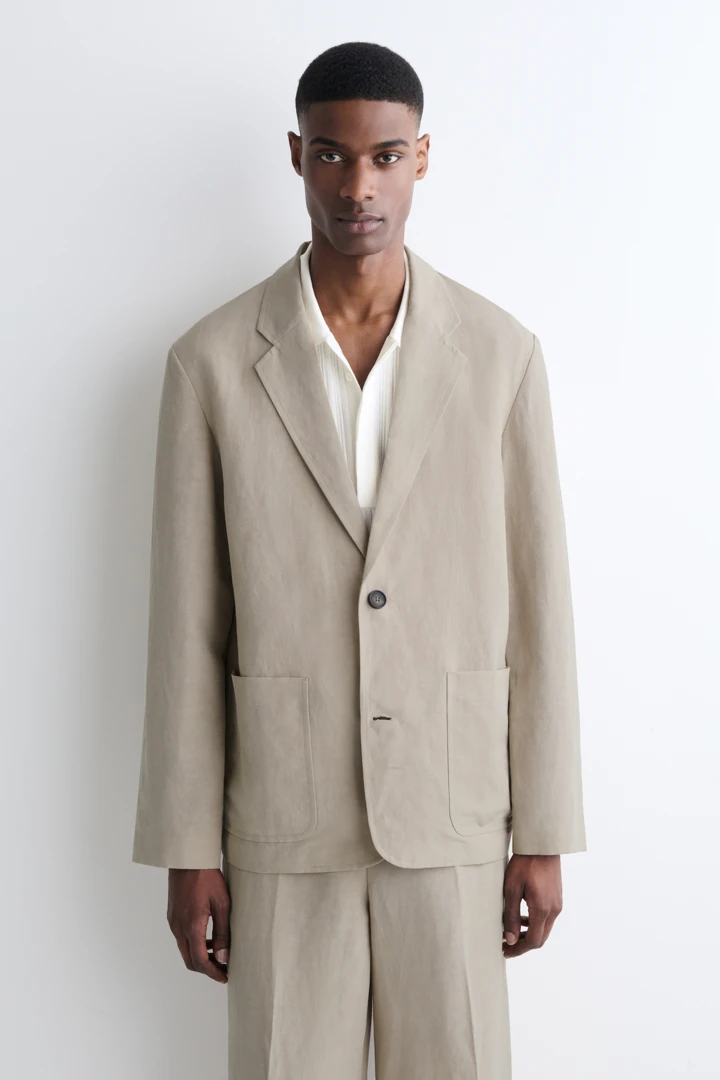 COS default image 24 of 베이지 in 언스트럭처드 리넨 블렌드 블레이저