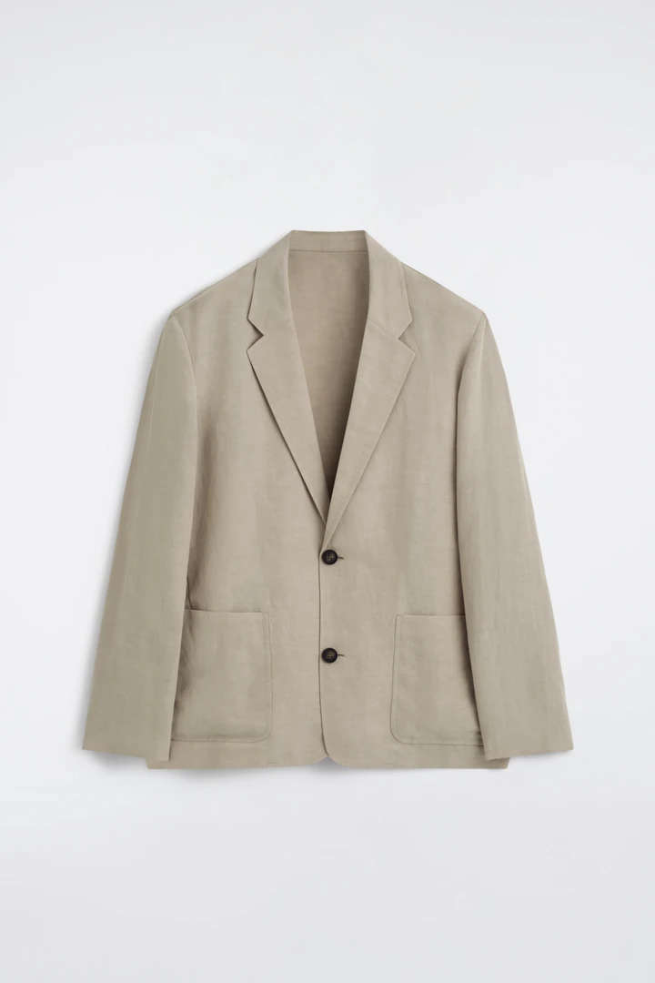 COS default image 8 of 베이지 in 언스트럭처드 리넨 블렌드 블레이저