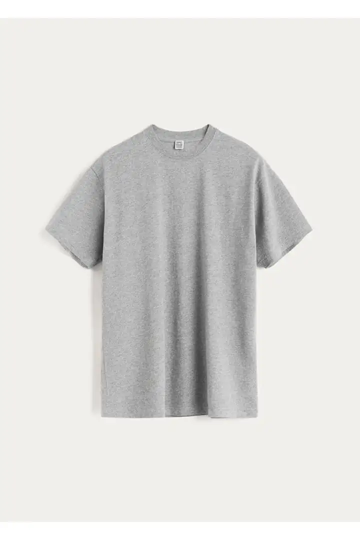 스트레이트 코튼 티 라이트 그레이 멜란지