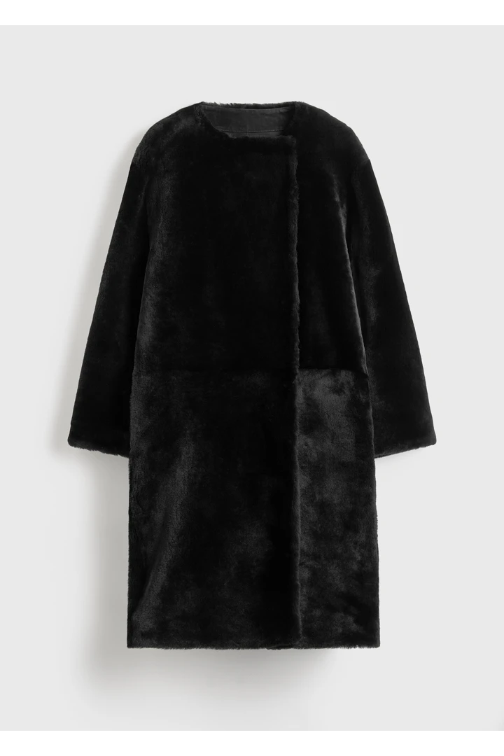 칼라리스 시어링 코트 블랙