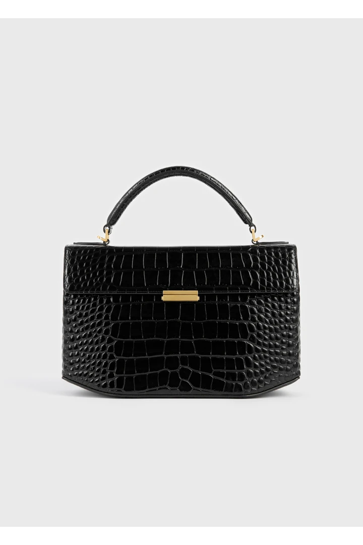 TOTEME 클립 크로커 엠보스드 탑 핸들 블랙의 블랙컬러 0번쨰 이미지입니다.