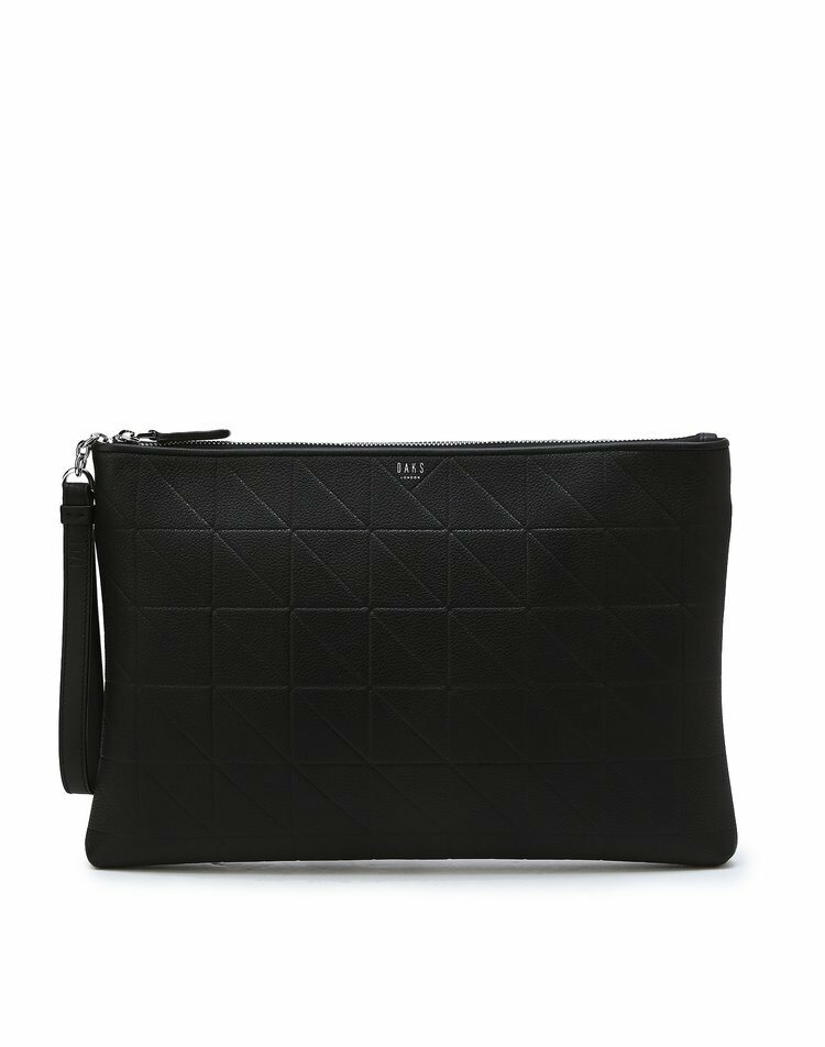 [현대백화점] L-Size GRID MAXI 블랙 그리드 패턴엠보 소가죽 클러치 DBBA6F279BK +할인쿠폰