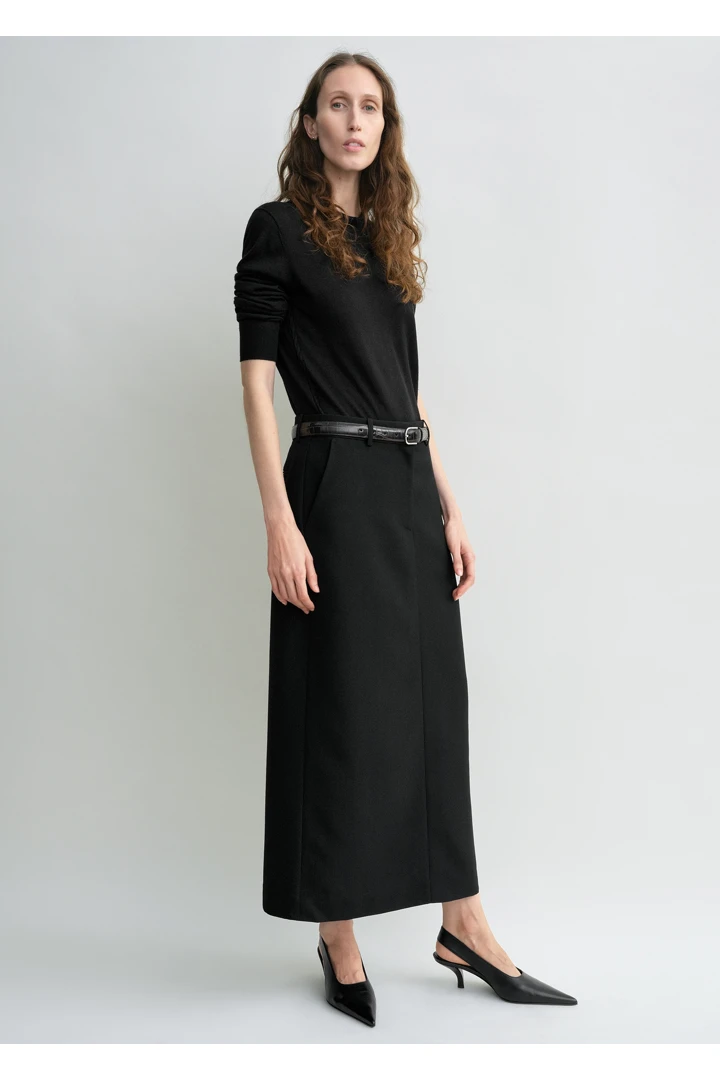 TOTEME 로우-웨이스트 스트레이트 스커트 블랙의 블랙컬러 0번쨰 이미지입니다.