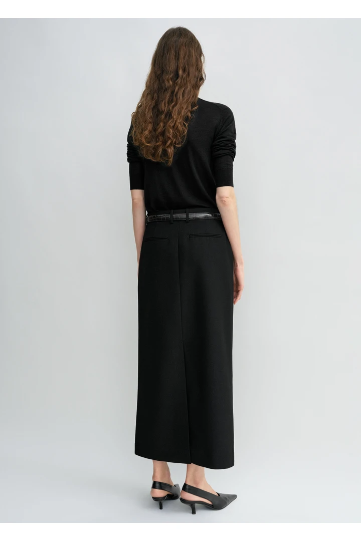 TOTEME 로우-웨이스트 스트레이트 스커트 블랙의 블랙컬러 2번쨰 이미지입니다.