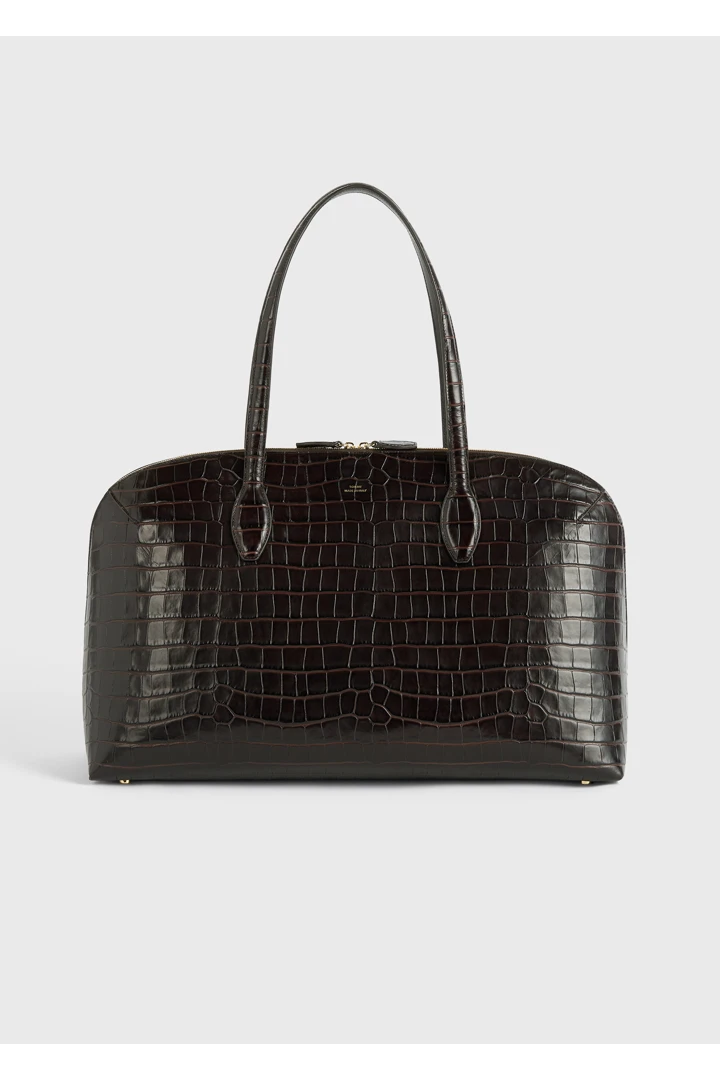 TOTEME 크로커-엠보스드 데이 토트백 다크 초콜릿의 다크 초콜릿컬러 0번쨰 이미지입니다.