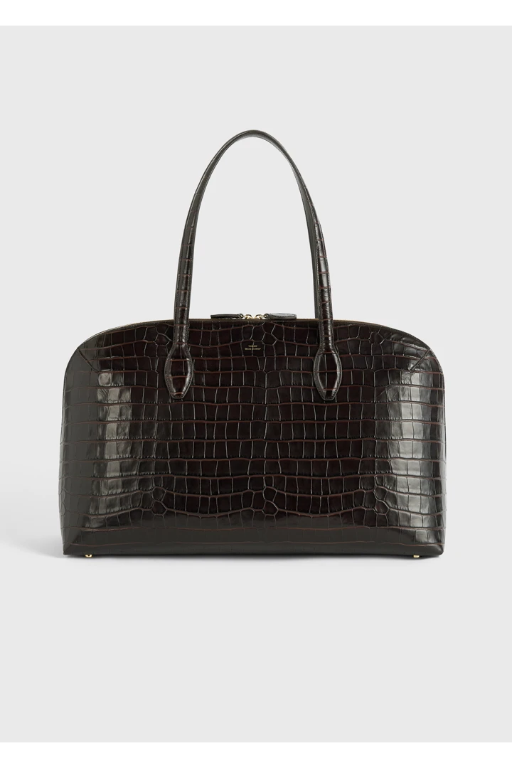 크로커-엠보스드 데이 토트백 다크 초콜릿