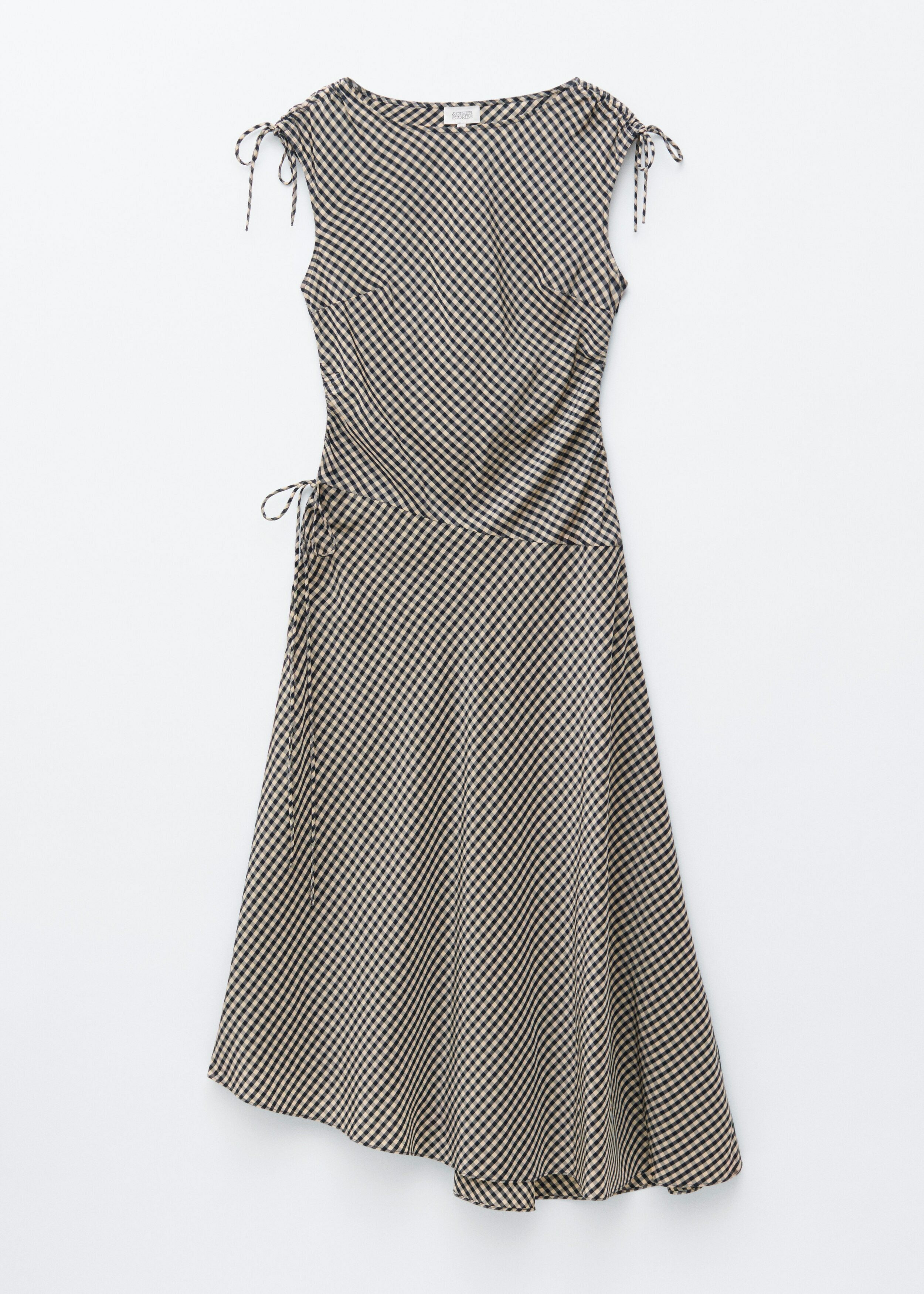 앤아더스토리즈 에이시메트릭 드레이프 미디 드레스의 화이트/다크 블루컬러 Product입니다.