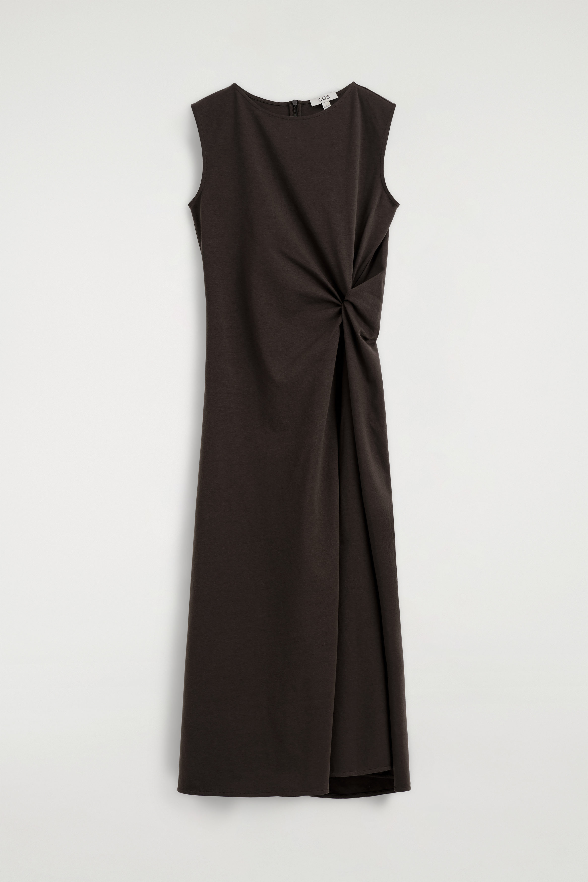 트위스트 디테일 저지 미디 드레스