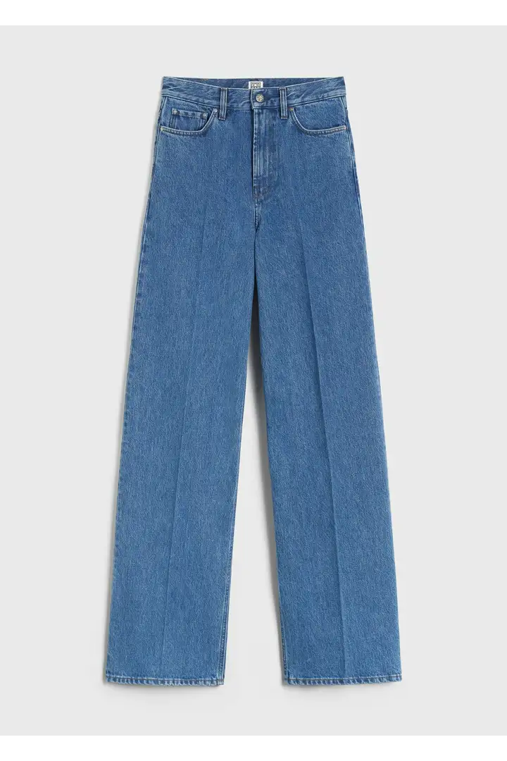 와이드 레그 데님 바이브런트 블루