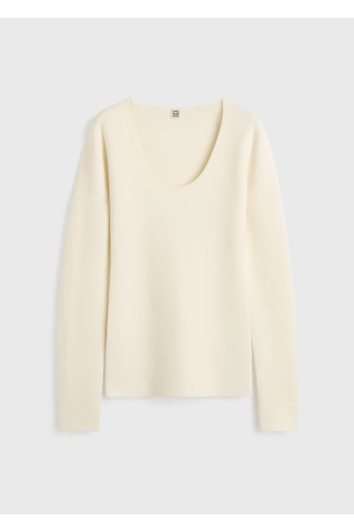 메리노 니트 탑 에크루