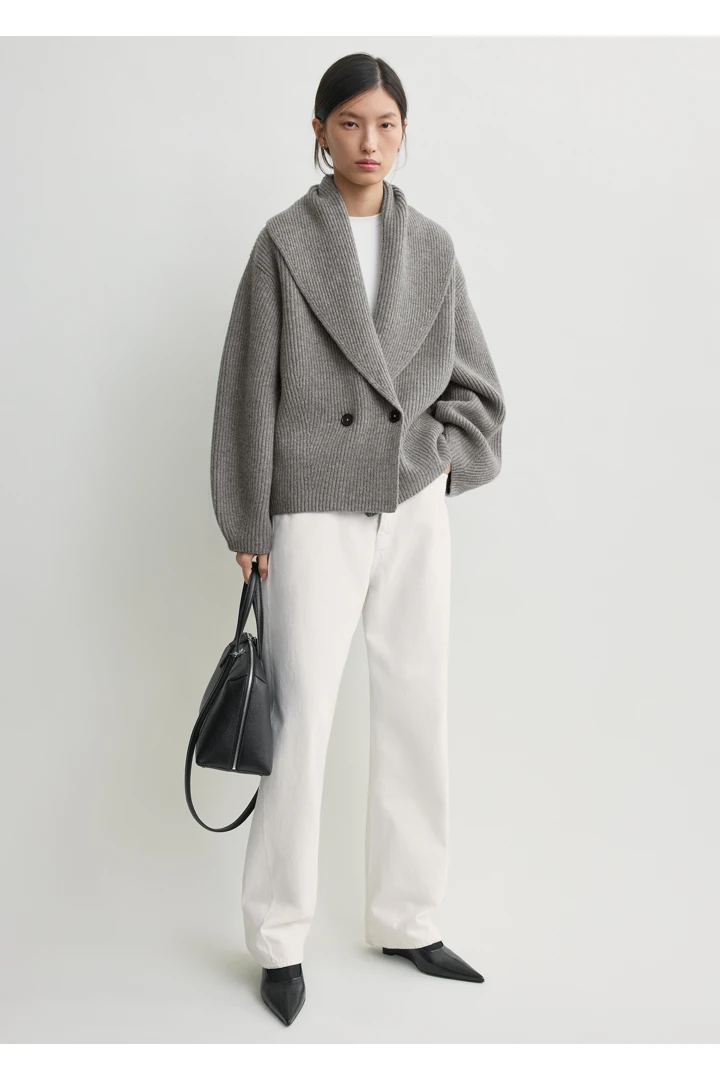 TOTEME default image 8 of 그레이 in 숄 라펠 가디건 미드 그레이