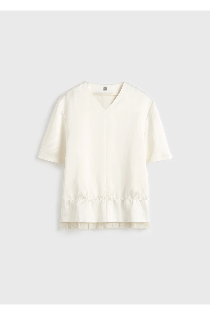 TOTEME default image 5 of 화이트 in 브이넥 새틴 풀오버 화이트