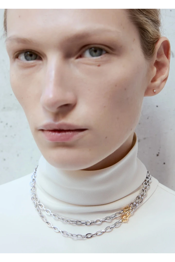 TOTEME 바이컬러 체인 네크리스 실버/골드의 실버/골드컬러 2번쨰 이미지입니다.