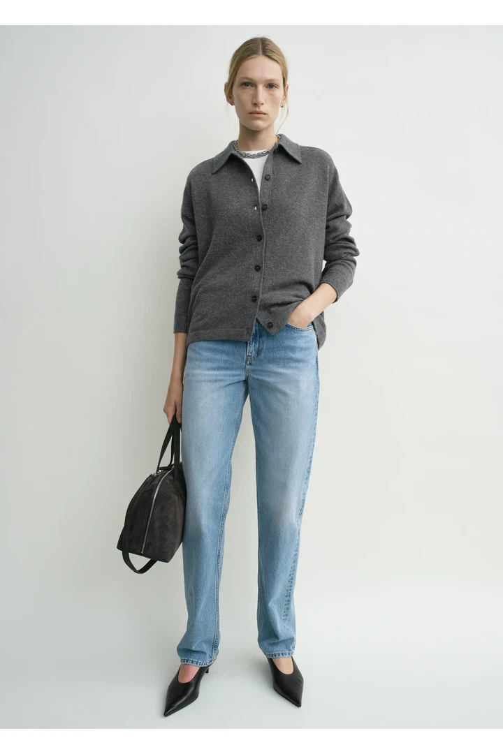 TOTEME default image 9 of 그레이 in 래글런 슬리브 캐시미어 가디건 다크 그레이 멜란지