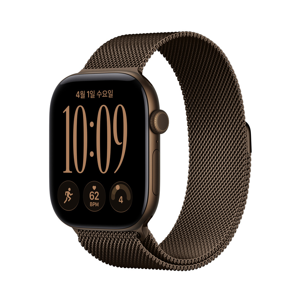 [현대백화점] Apple Watch Series 12 GPS + Cellular 46mm 다크 브론즈 알루미늄 케이스와 다크 브론즈 밀레니즈 루프 - M/L MKDG4KH/A