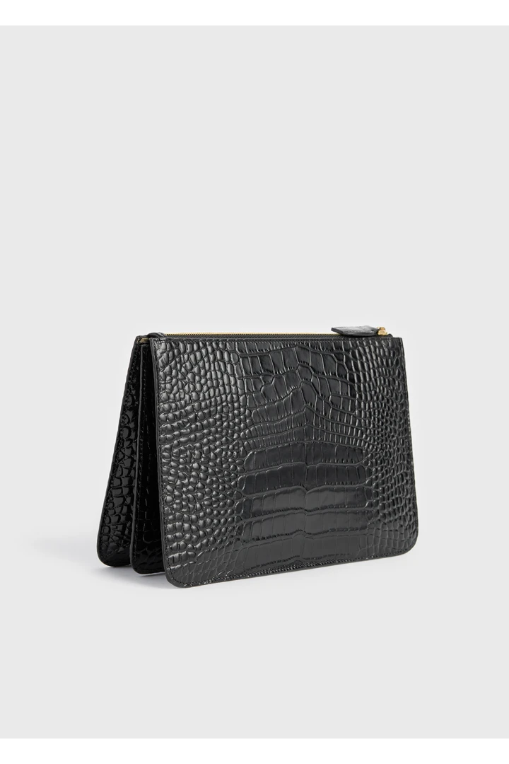 TOTEME 쓰리폴드 크로커 엠보스드 클러치 블랙의 블랙컬러 7번쨰 이미지입니다.
