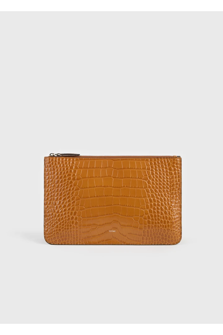 TOTEME default image 12 of 오렌지 in 쓰리폴드 크로커 엠보스드 클러치 탠저린