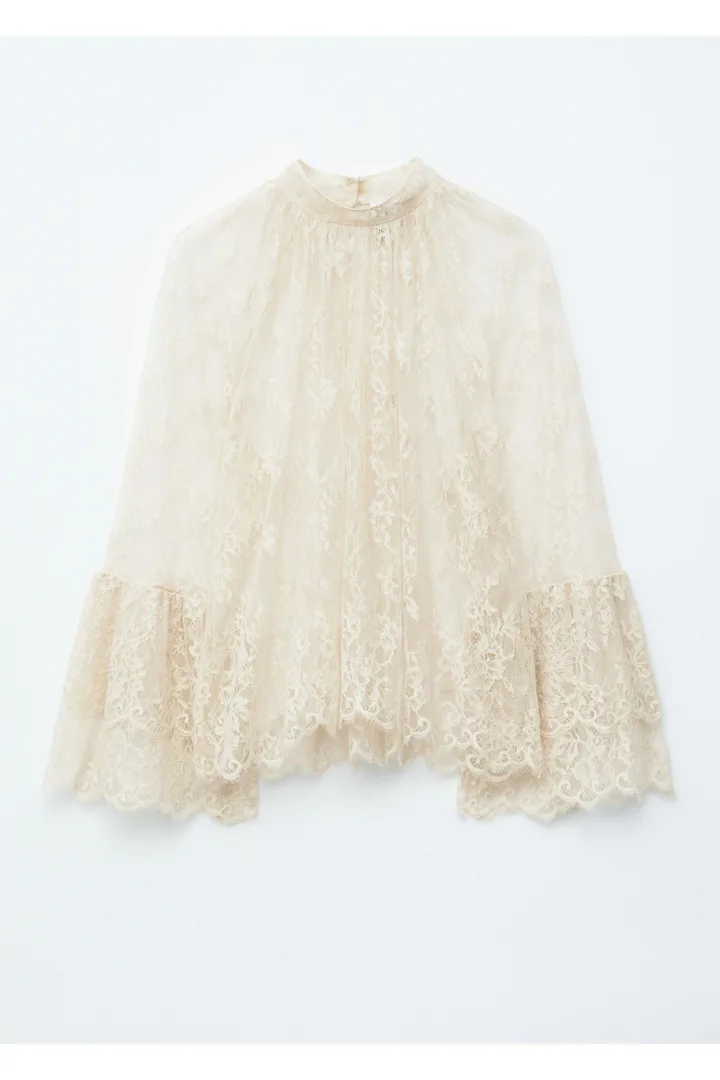 앤아더스토리즈 플라운스 레이스 블라우스의 크림컬러 Product입니다.