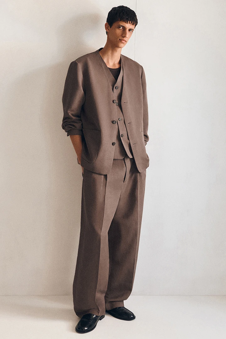 COS default image 1 of 브라운 in 칼라리스 리넨 블렌드 블레이저