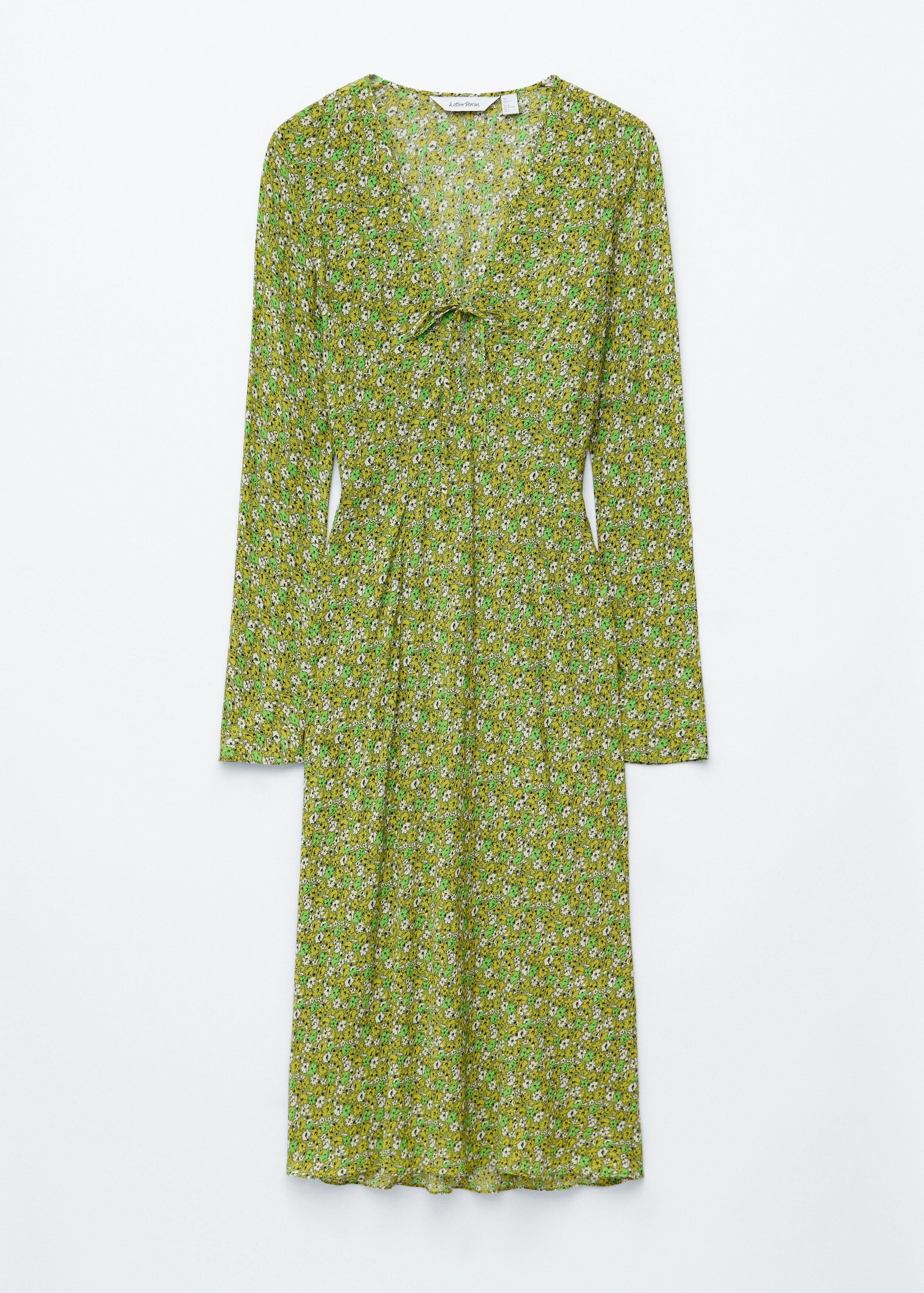 앤아더스토리즈 플로럴 V 넥 미디 드레스의 그린-플로럴 패턴컬러 Product입니다.