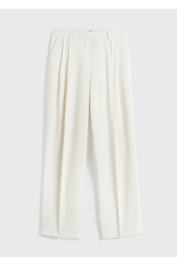 더블-플리츠 플루이드 트라우저 에크루