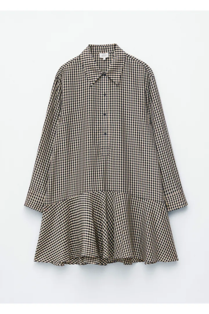 앤아더스토리즈 드롭 웨이스트 코튼 셔츠 드레스의 다크 블루/깅엄 체크컬러 Product입니다.