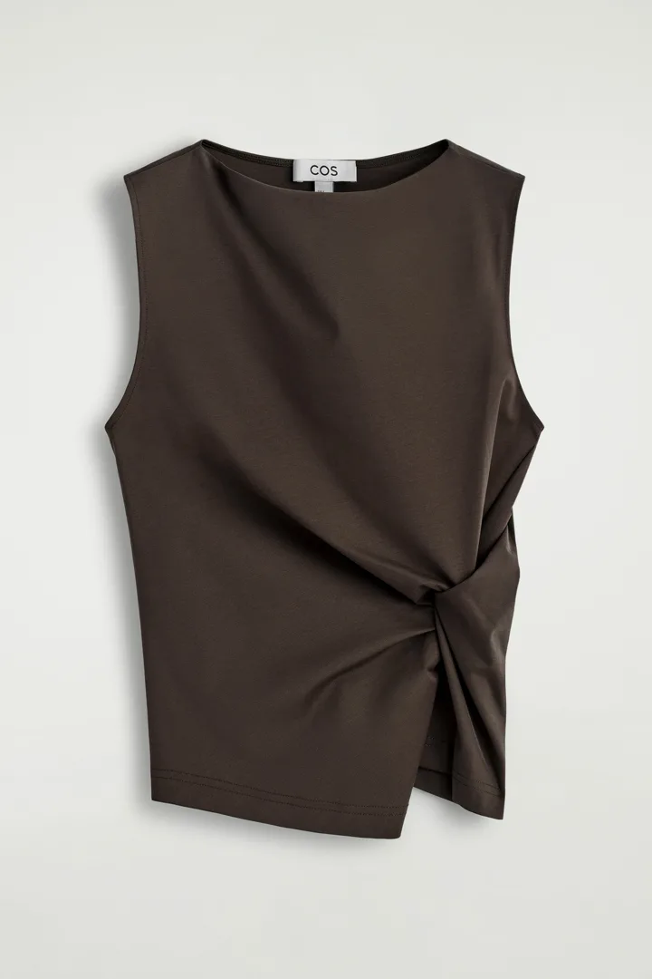 COS default image 2 of 브라운 in 트위스트 디테일 저지 탑