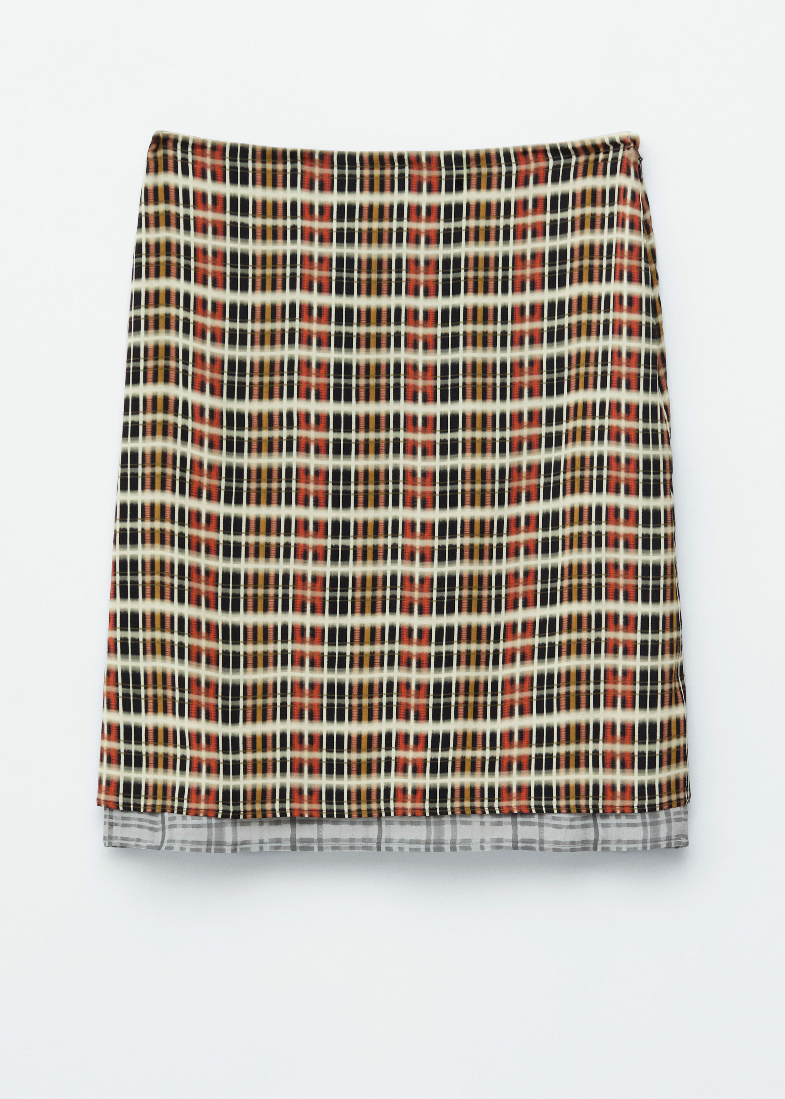 앤아더스토리즈 니 렝스 슬립 스커트의 오렌지-체크컬러 Product입니다.