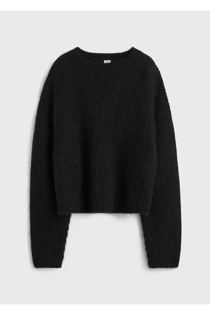 모헤어 블렌드 리브 니트 블랙
