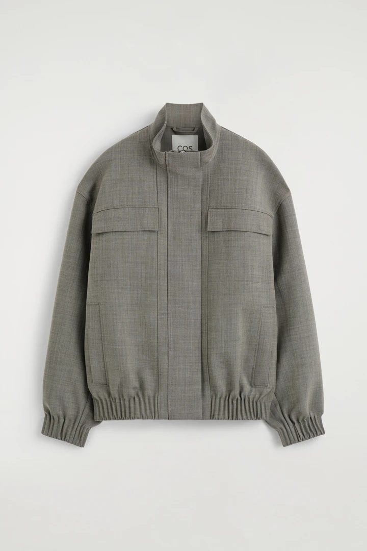 COS default image 27 of 베이지 in 퍼널넥 울 블렌드 보머 재킷
