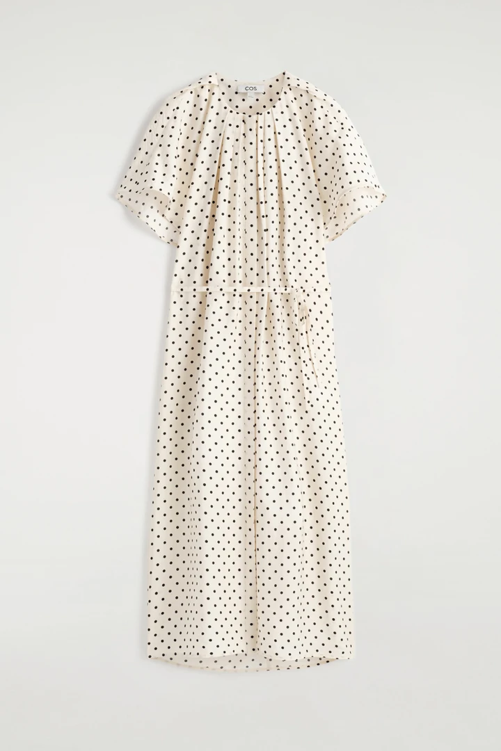 COS default image 5 of 화이트 in 플리티드 벨티드 미디 드레스