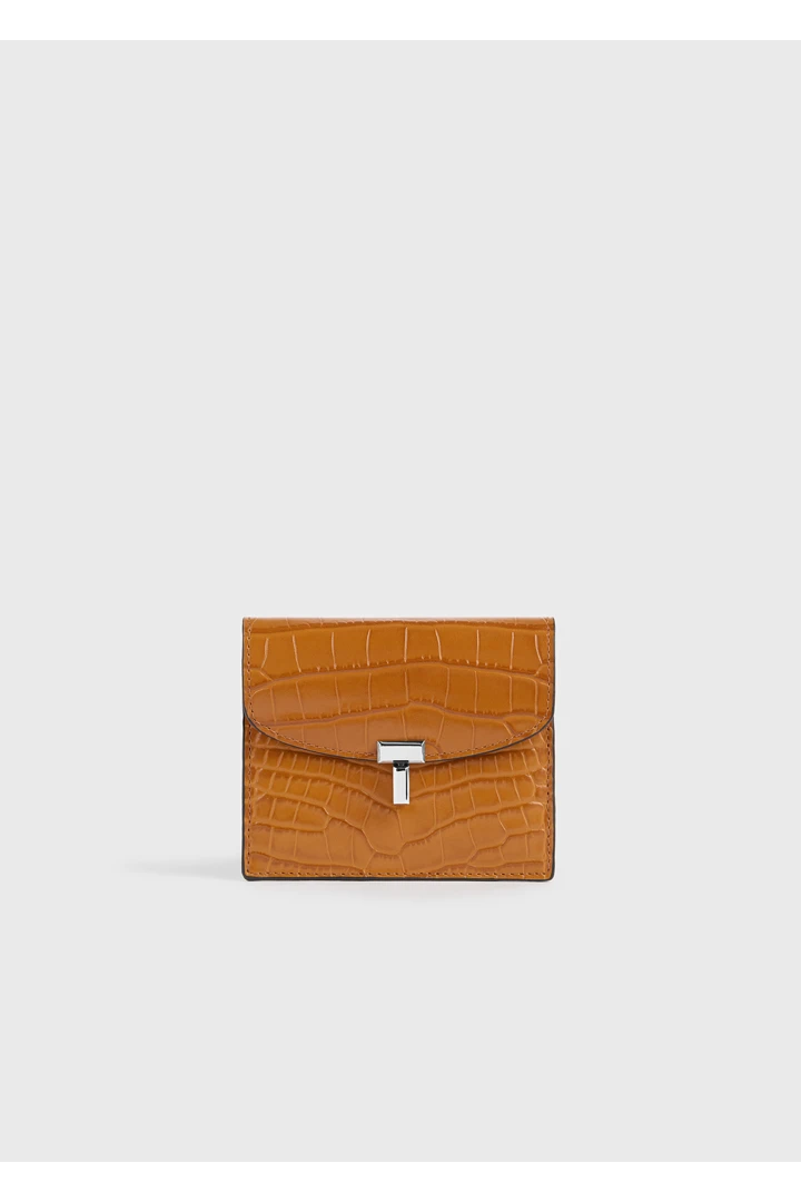TOTEME default image 5 of 오렌지 in 티 플랩 크로커 엠보스드 카드 홀더 탠저린