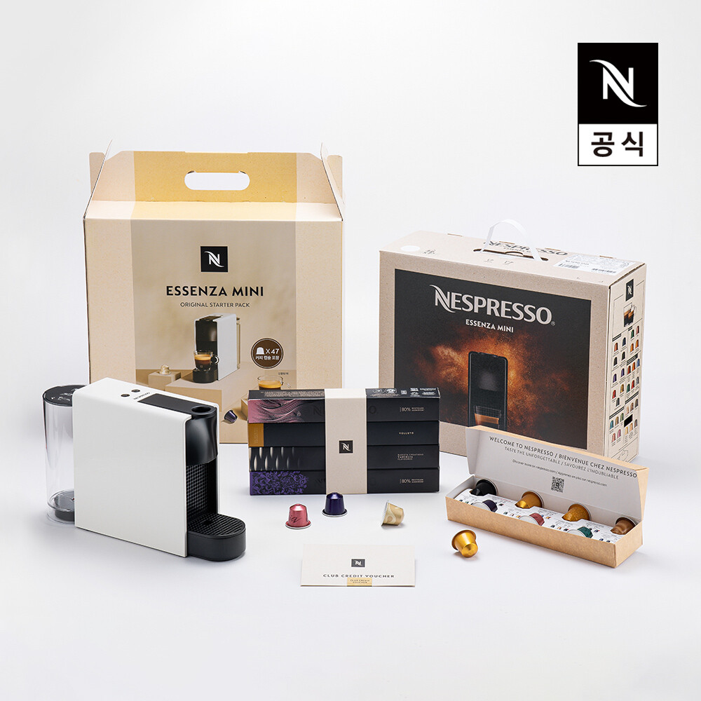[캡슐47개] 네스프레소 오리지널 스타터팩 에센자 미니 C30 화이트블랙 에스프레소 캡슐커피머신 상품 이미지
