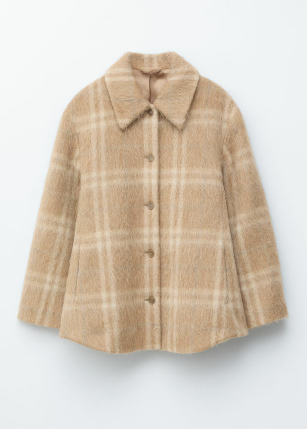 앤아더스토리즈 울 셔츠 자켓의 체크 베이지컬러 Product입니다.