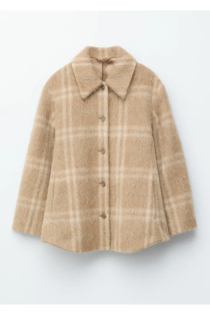 앤아더스토리즈 울 셔츠 자켓의 체크 베이지컬러 Product입니다.