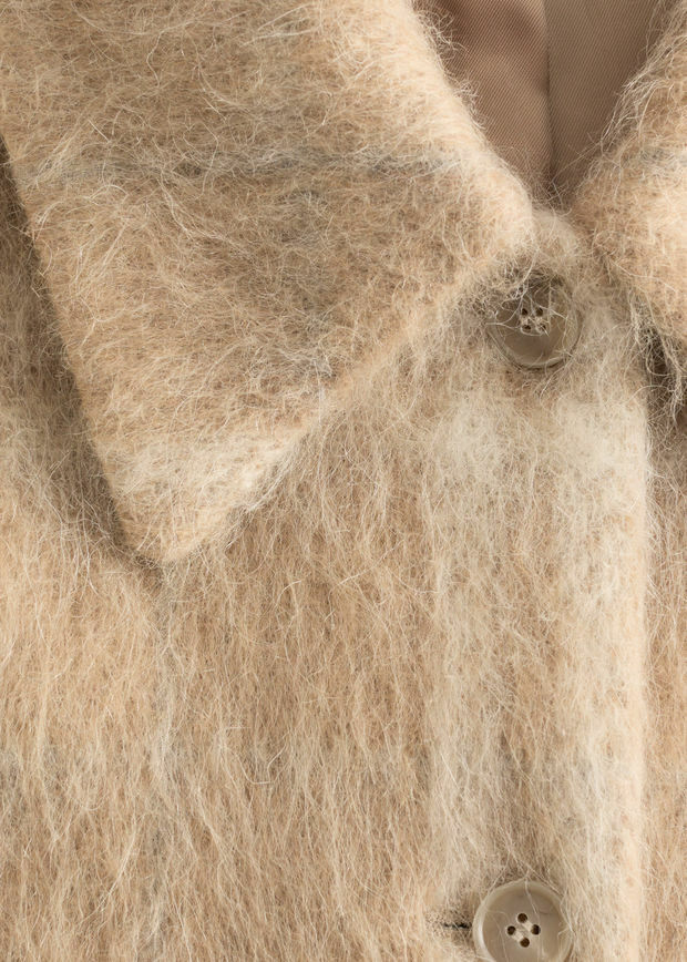 앤아더스토리즈 울 셔츠 자켓의 체크 베이지컬러 Detail입니다.