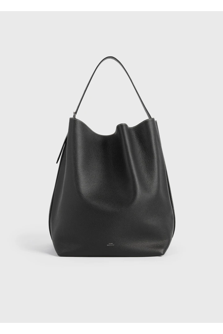 벨티드 토트백 블랙 그레인