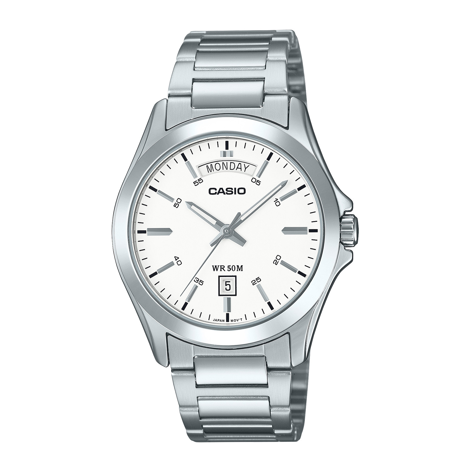 CASIO(카시오) [현대백화점] [KB국민카드, H.Point PayKB국민카드6%할인~08/31]카시오 클래식 데이데이트 남성 메탈 시계 화이트 MTP-1370D-7A3VDF +할인쿠폰