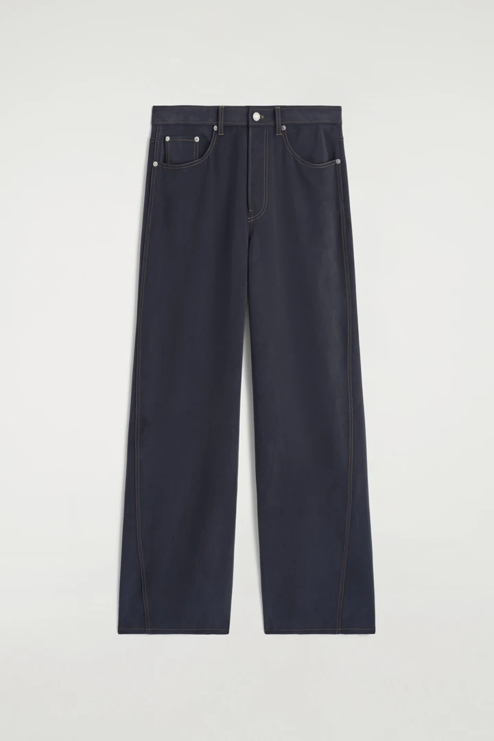 COS default image 23 of 블루 in 데님 이펙트 실크 트라우저