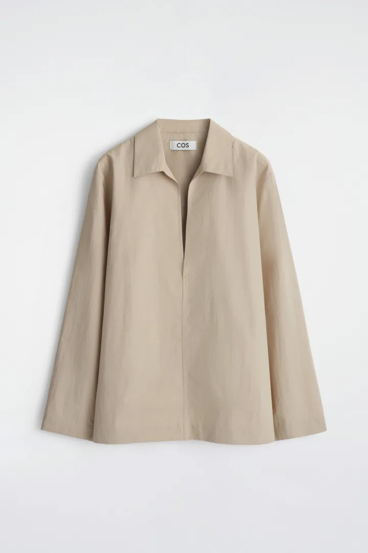 COS default image 2 of 베이지 in 테일러드 오픈 칼라 나일론 셔츠
