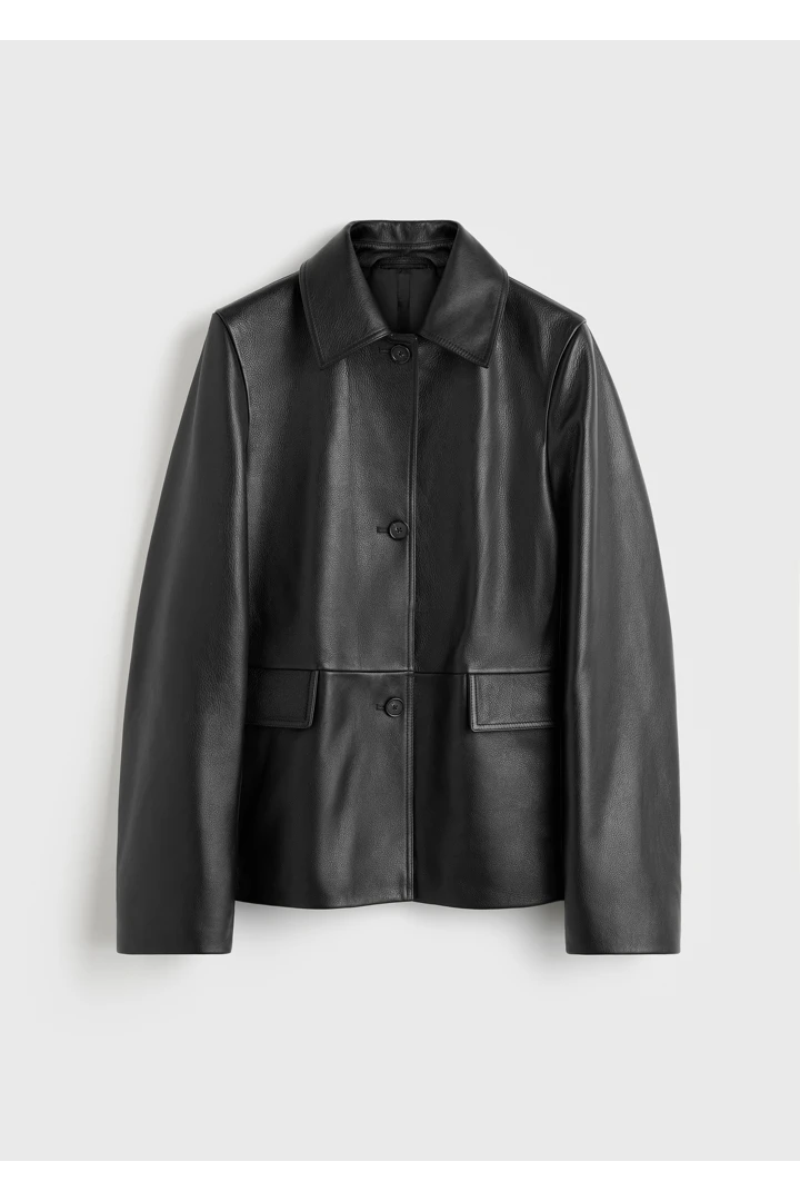 그레인드 레더 재킷 블랙