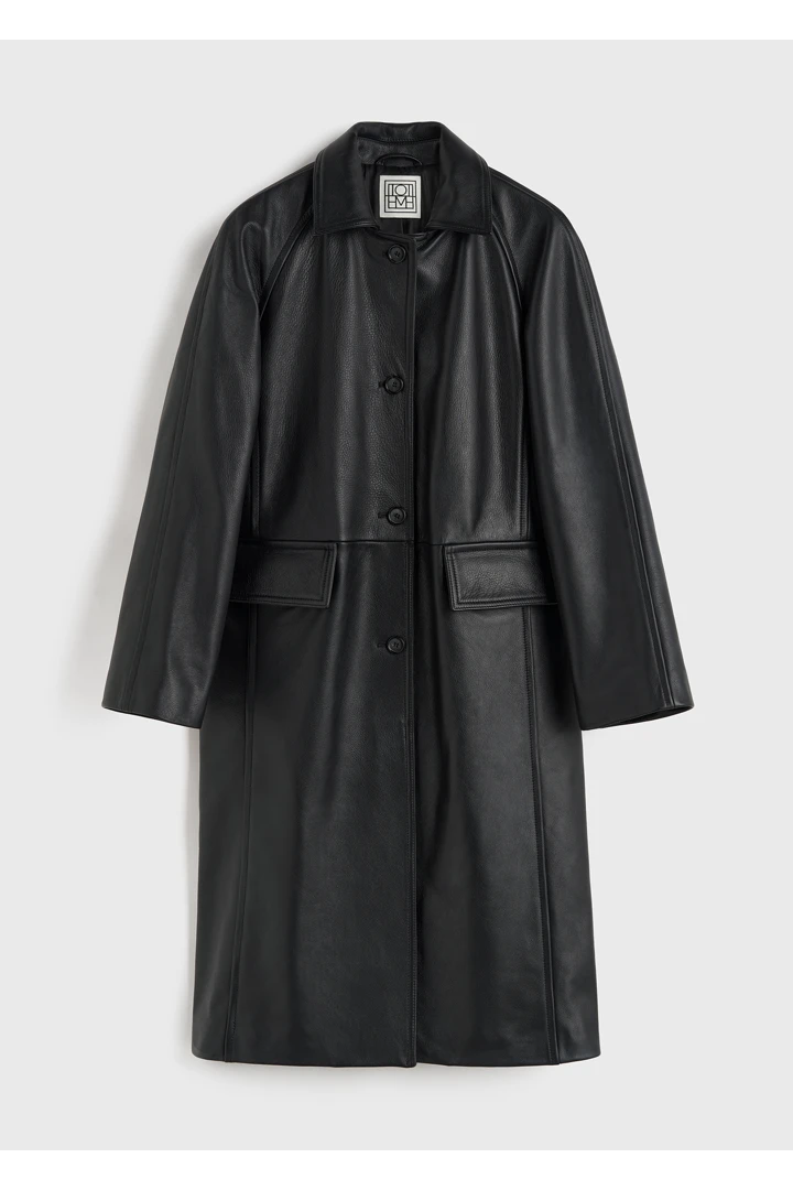 TOTEME default image 7 of 블랙 in 래글런 레더 코트 블랙