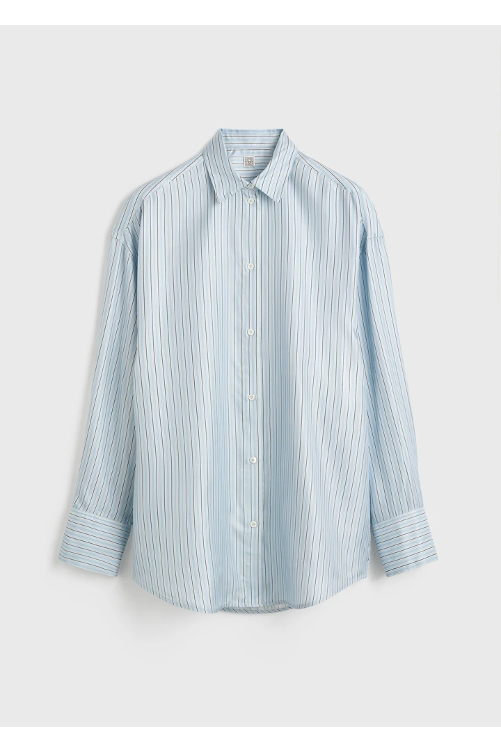 오버사이즈 스트라이프 셔츠 아이스/화이트