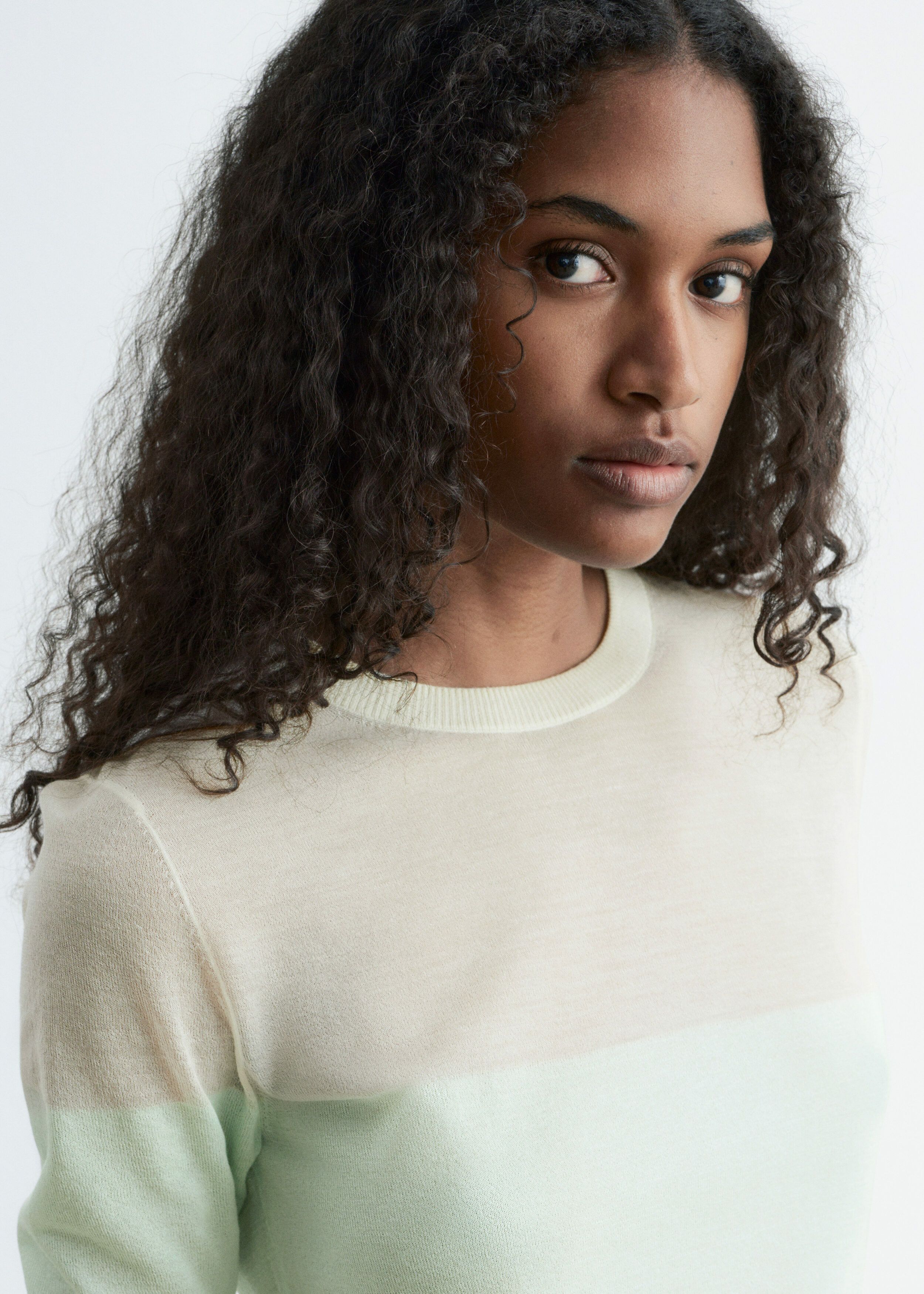 &OS image 2 of 터쿼이스 in 파인 니트 티셔츠