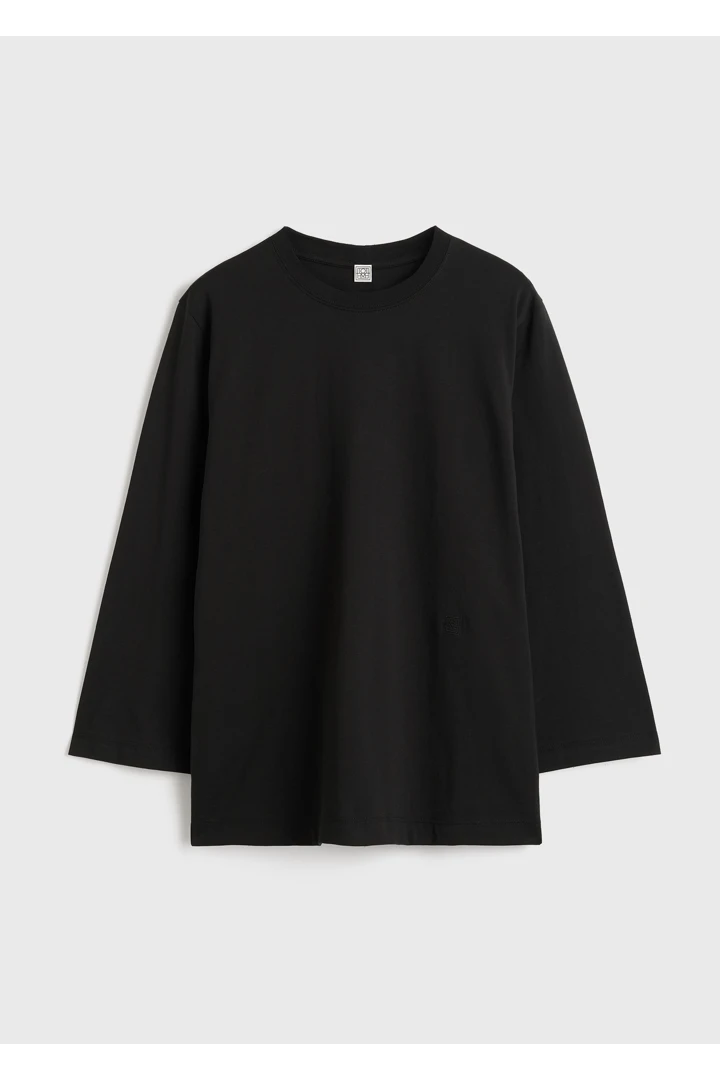 TOTEME 와이드 슬리브 티셔츠 블랙의 블랙컬러 5번쨰 이미지입니다.