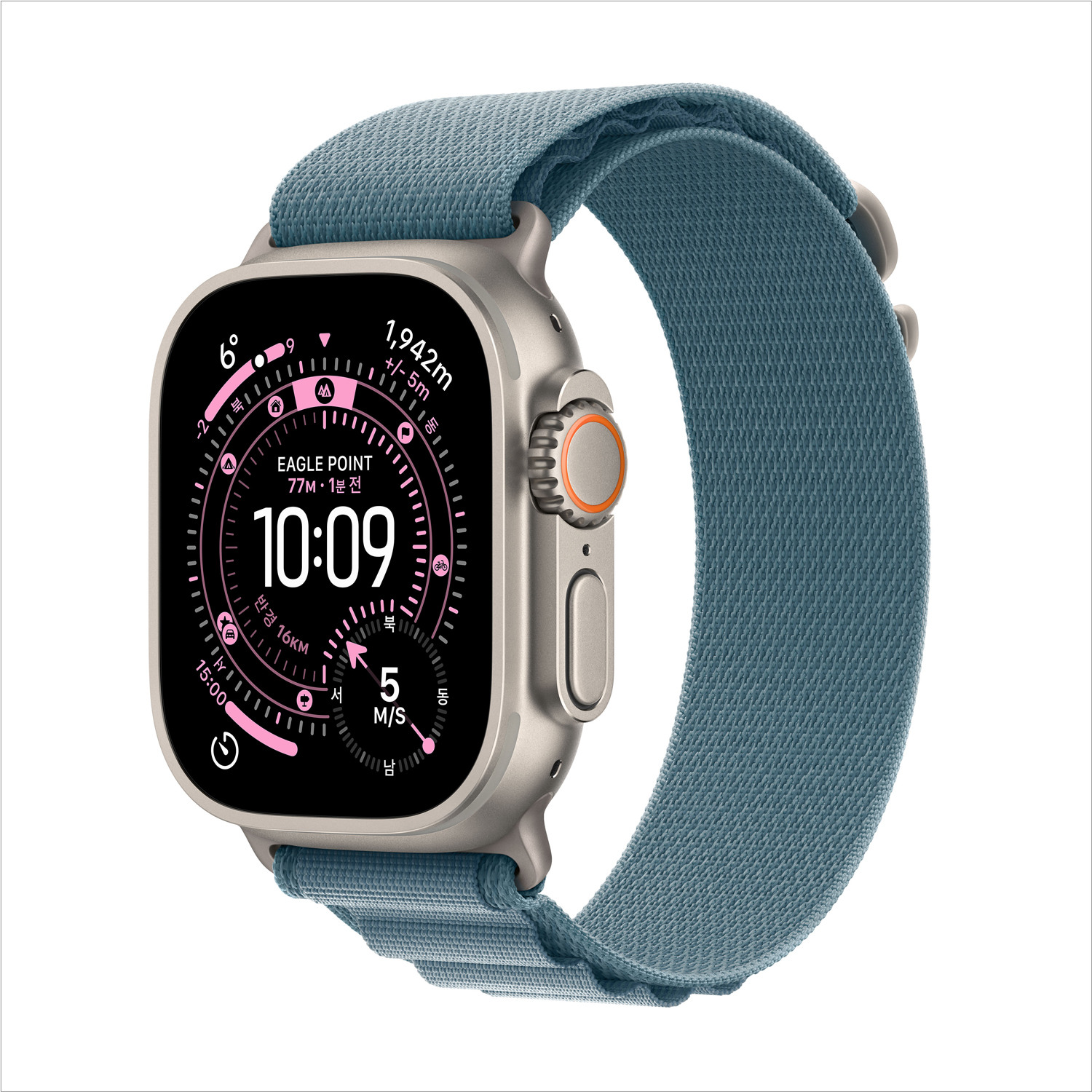 [현대백화점] Apple Watch Ultra 3 GPS+Cellular 49mm 내추럴 티타늄 라이트 블루 알파인 루프 - M MEWM4KH/A